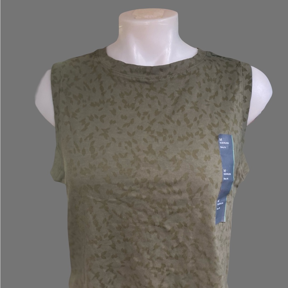 All in Motion Semi Sheer Green Fitted Sleeveless Muscle Tee